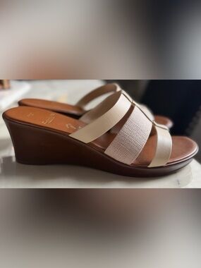 Contesa Italian Shoemakers Made in Italy Wedge Slide Sandals Cream 11M